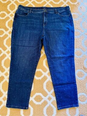 Talbots Dark Blue Cropped Ankle Jeans with Stud Detail